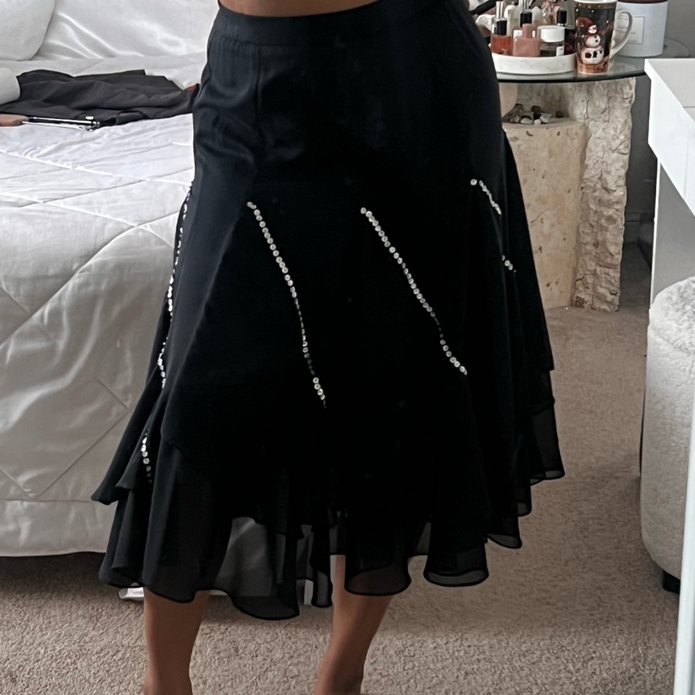 Elegant Black Skirt with Sequin Beaded Accents